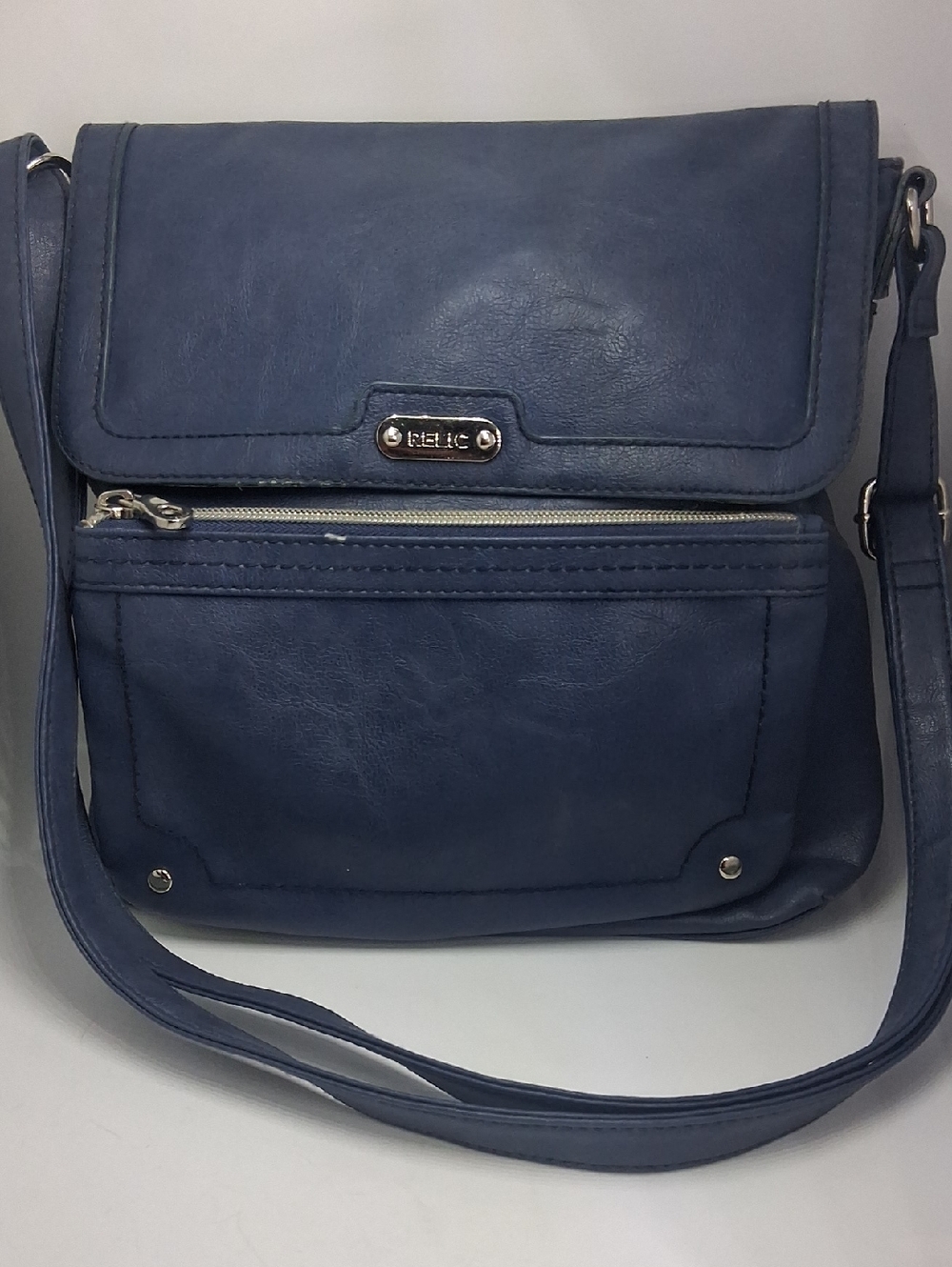 Relic Blue Crossbody Bag with Front Zip Pocket